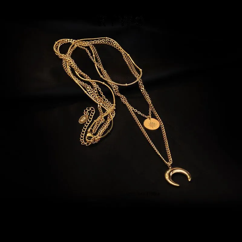 Moda-Luna-Acero-Titanio-Borla-Enchapado-Cadena-Collar-Colgante-1-Pieza (1)