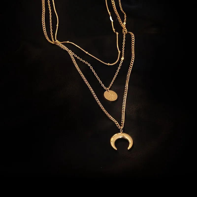 Moda-Luna-Acero-Titanio-Borla-Enchapado-Cadena-Collar-Colgante-1-Pieza (2)