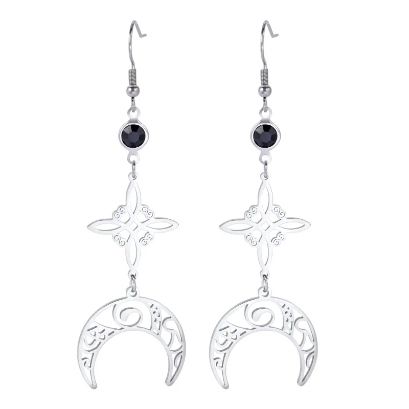 1-Par-Estilo-Simple-Estilo-Cl-sico-Nudo-De-Bruja-Acero-Inoxidable-304-Pendientes-De-Gota