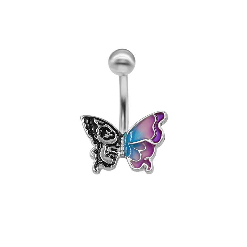 1-Piece-Belly-Rings-Simple-Style-Classic-Style-Butterfly-316-Stainless-Steel-Alloy-Plating-Inlay-Resin-Rhinestones-Glass-White-Gold-Plated-display-picture-9