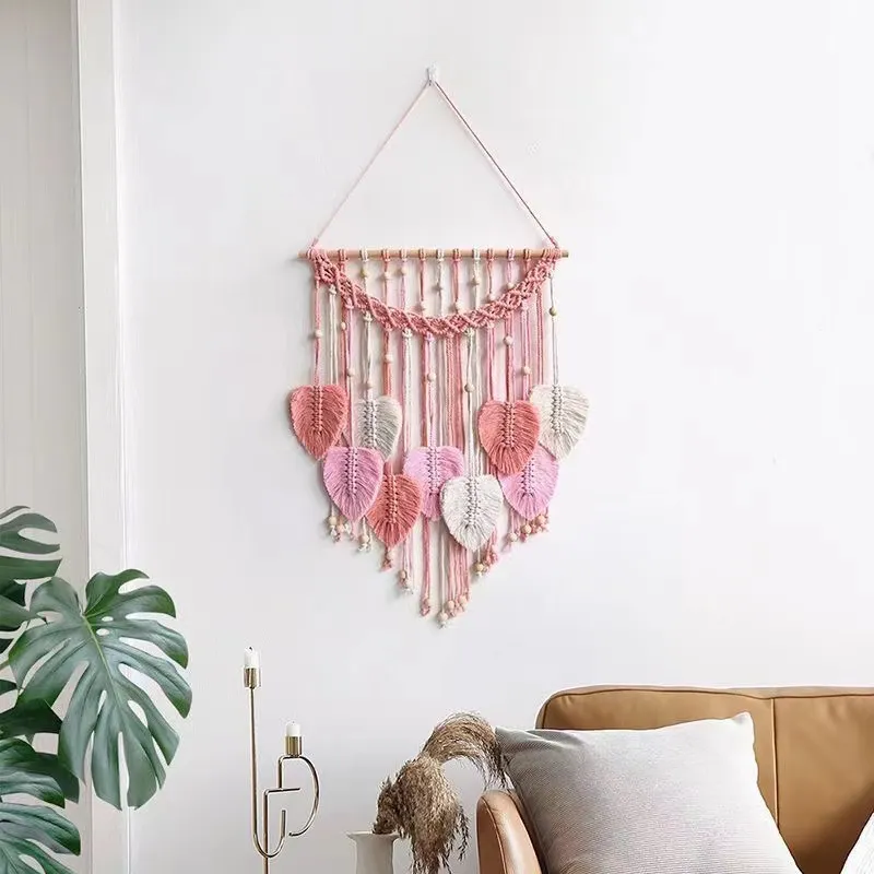 Hot-Sale-New-Nordic-Bohemian-Hand-woven-Tapestries-Tassel-Feather-Leaves-Wall-Hanging-Wall-Decoration (1)