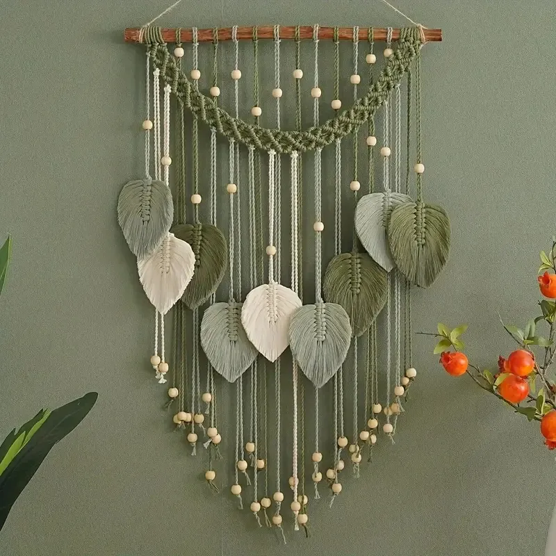Hot-Sale-New-Nordic-Bohemian-Hand-woven-Tapestries-Tassel-Feather-Leaves-Wall-Hanging-Wall-Decoration